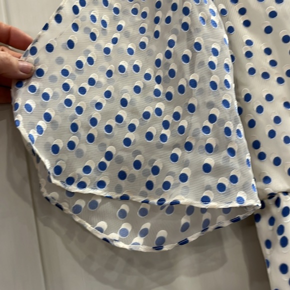 EUC Lovers & Friends blue velvet dotted white georgette fabric shorts romper - Picture 5 of 15